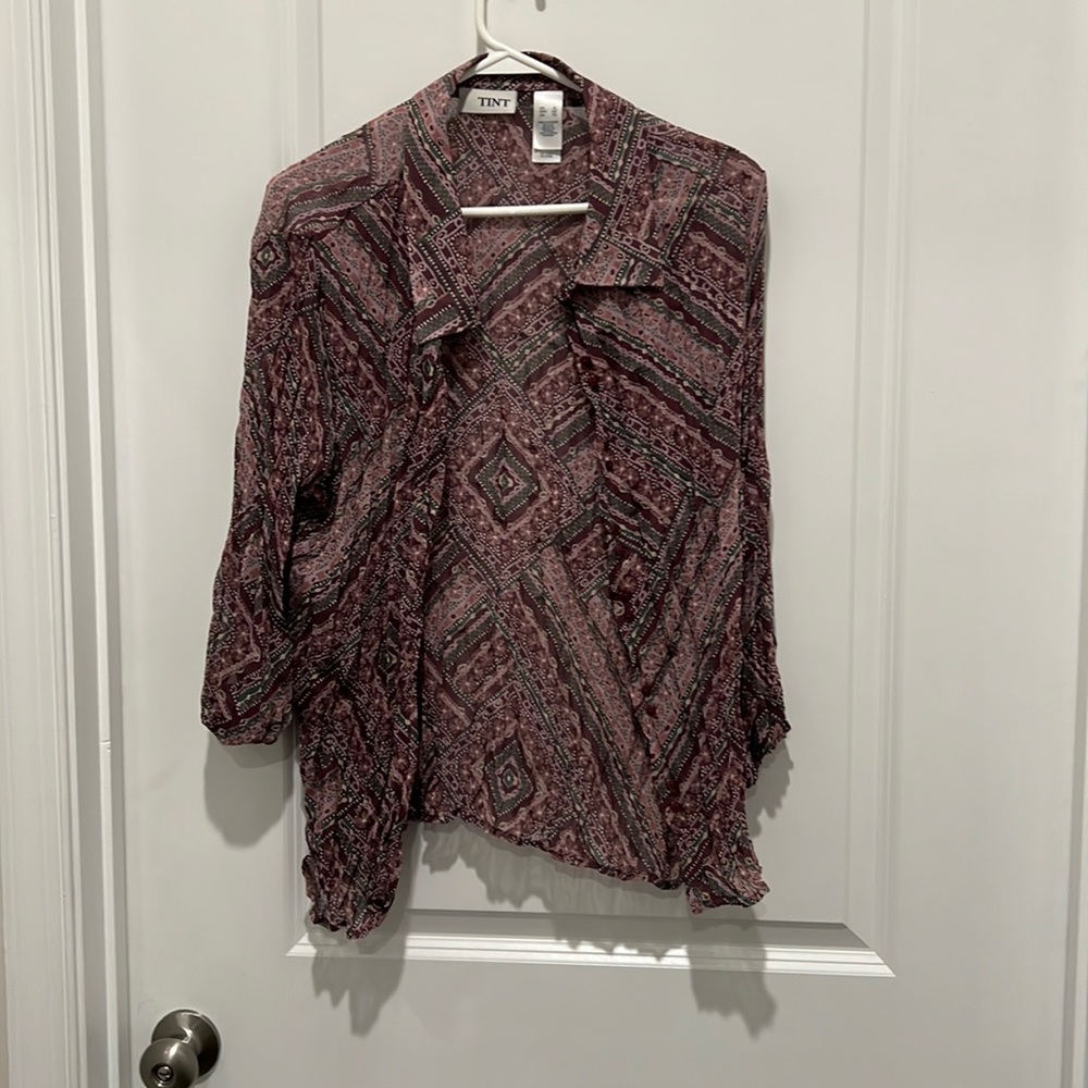 TINT Sheer Collared Shirt Women’s Size XL
